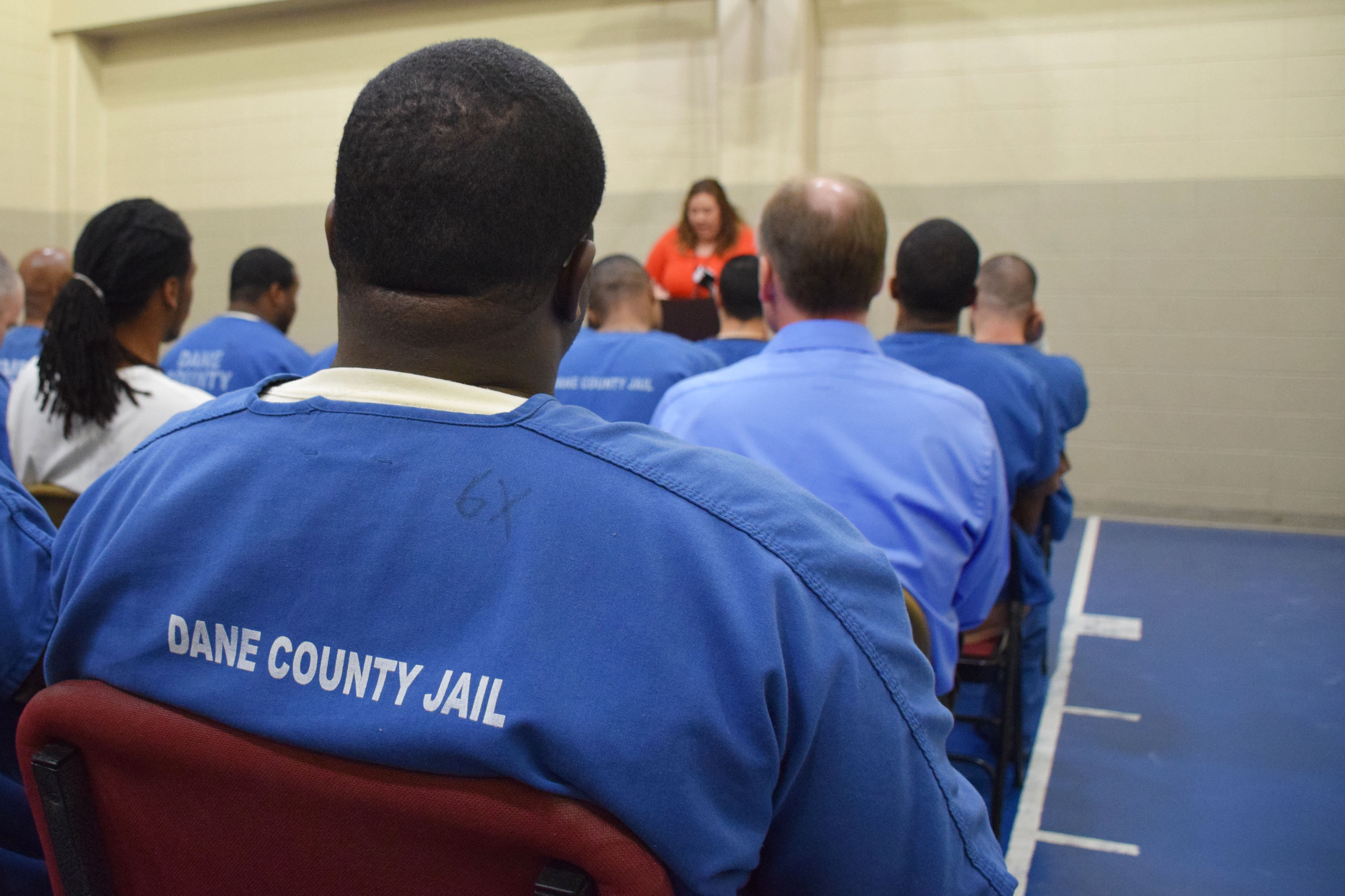 The inmates at the Dane County Jail celebrate their graduation from the Windows to Work program.